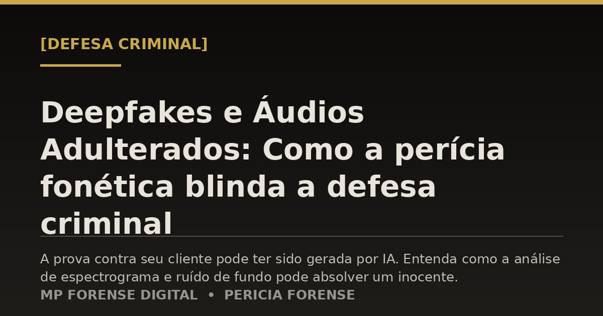 Deepfakes e Áudios Adulterados: Como a perícia fonética blinda a defesa criminal